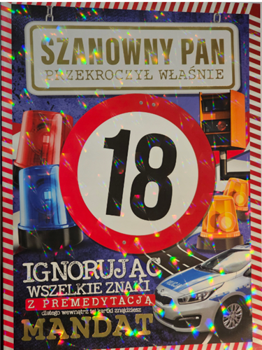 kartka na osiemnastkę kartka na 18 kartki WESOŁE  15 cm x21 cm 12583368591