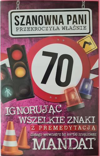 kartka urodzinowa na 70 lat  13 cm *20,5 cm 12760421325