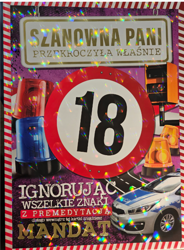 kartka na osiemnastkę kartka na 18 kartki WESOŁE 15 cm x21 cm  13142029233