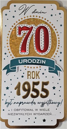 kartka urodzinowa na 70 lat   11,5 cm *21,5 cm 16897830175