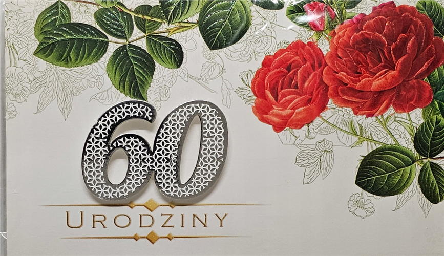 kartka urodzinowa na 60 lat sześćdziesiąte urodziny 11,4 cm *19 cm 13589008765