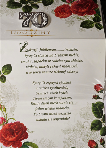 kartka urodzinowa na 70 lat   11,4 cm *19 cm 16092928701