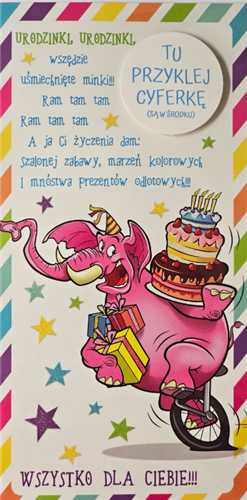 Kartki urodzinowe dla dziecka z wymienną cyferką  10,5 cm *21 cm 15396276785