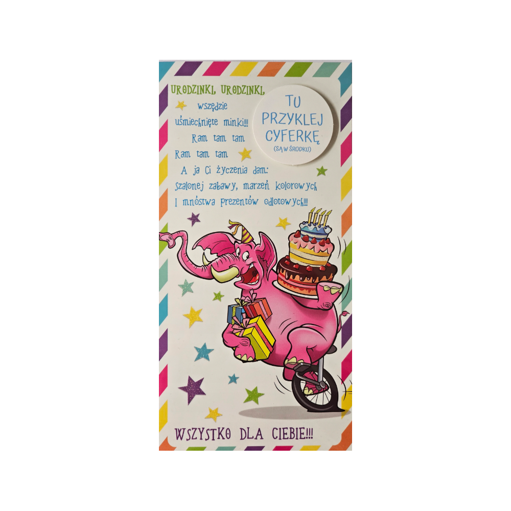 Kartki urodzinowe dla dziecka z wymienną cyferką  10,5 cm *21 cm 15396276785