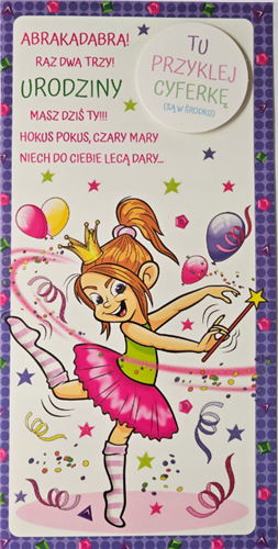 Kartki urodzinowe dla dziecka z wymienną cyferką  10,5 cm *21 cm 15396272598