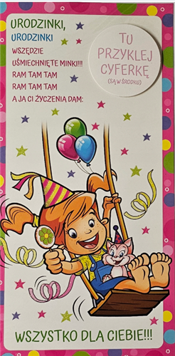Kartki urodzinowe dla dziecka z wymienną cyferką  10,5 cm *21 cm 15396242664