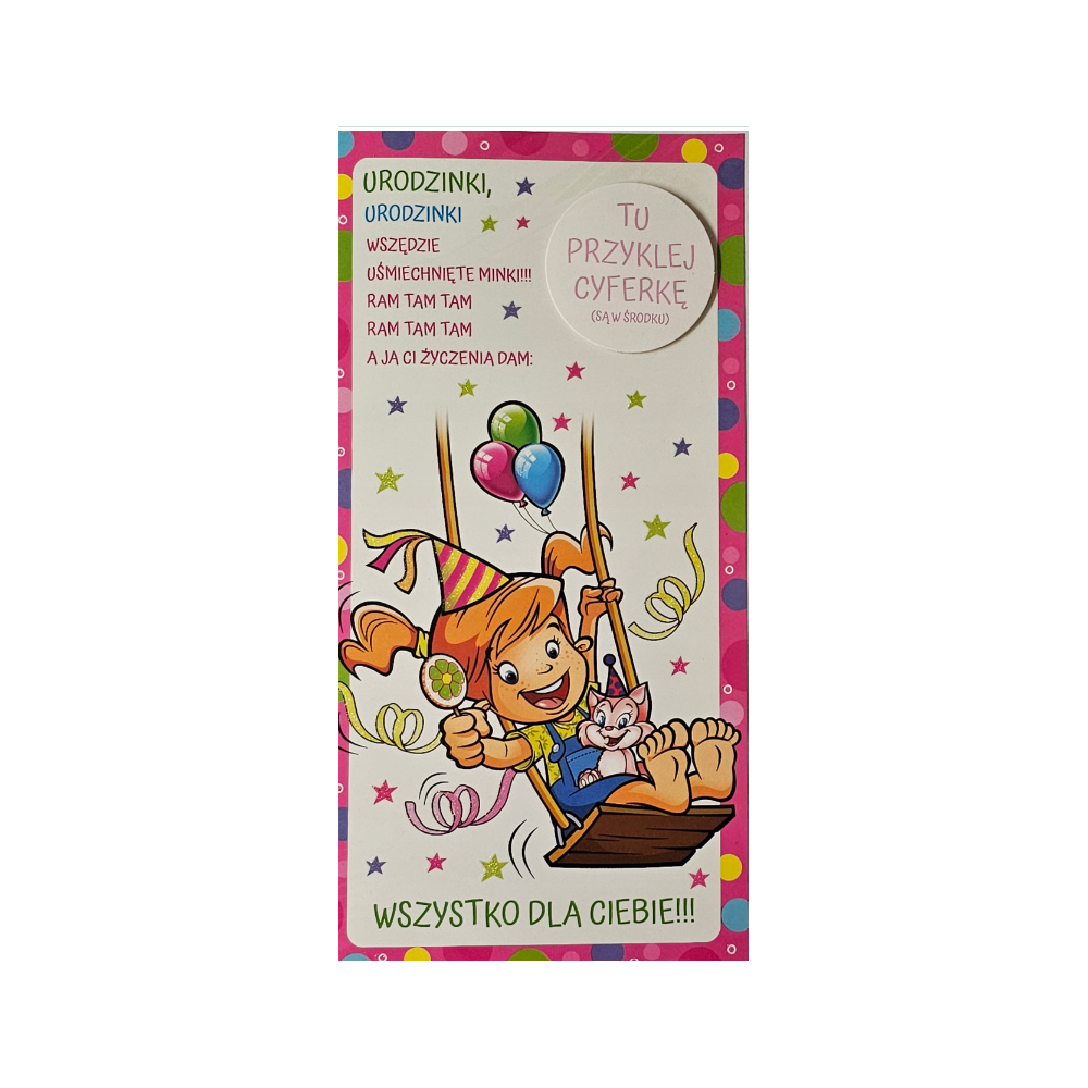 Kartki urodzinowe dla dziecka z wymienną cyferką  10,5 cm *21 cm 15396242664