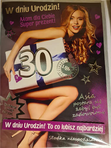 kartka urodzinowa na 30 lat 16 cm *22 cm 10774879102