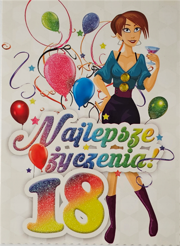 kartka na osiemnastkę kartka na 18 kartki WESOŁE 11,5 cm *16,5 cm 13611839192