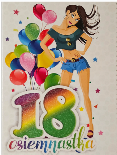 kartka na osiemnastkę kartka na 18 kartki WESOŁE 11,5 cm *16,5 cm 13611839988