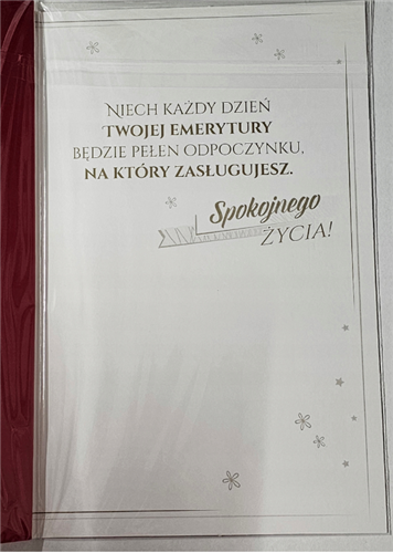 kartka Z OKAZJI PRZEJŚCIA NA EMERYTURę EMERYTURA 13 cm *20,4 cm  14216840158