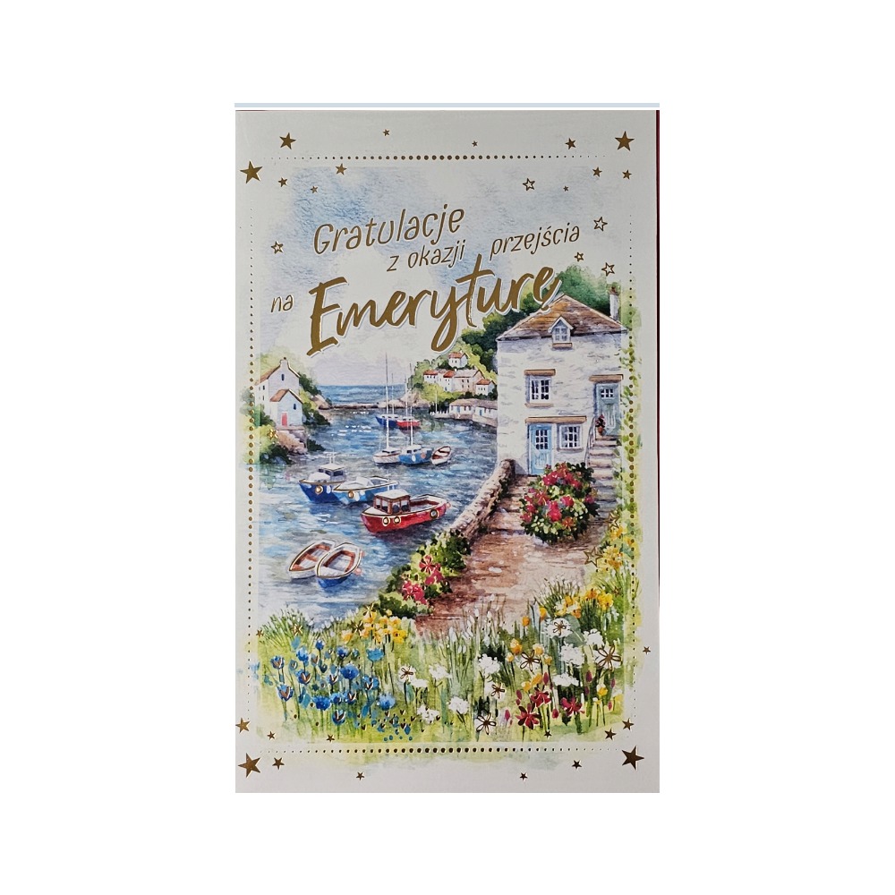 kartka Z OKAZJI PRZEJŚCIA NA EMERYTURę EMERYTURA  13 cm *20,4 cm 13721706507