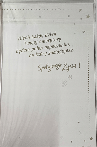 kartka Z OKAZJI PRZEJŚCIA NA EMERYTURę EMERYTURA  13 cm *20,4 cm 13721706507