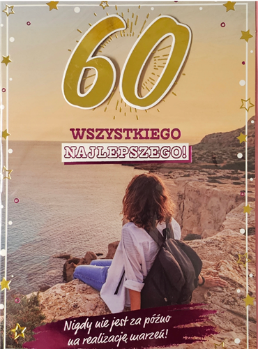 kartka urodzinowa na 60 lat sześćdziesiąte urodziny  12,7 cm *17,8 cm 13726693414
