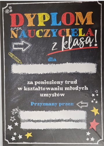 kartki dla Nauczyciela, DYPLOM dla Nauczyciela  21 cm *29,7 cm 13925716280