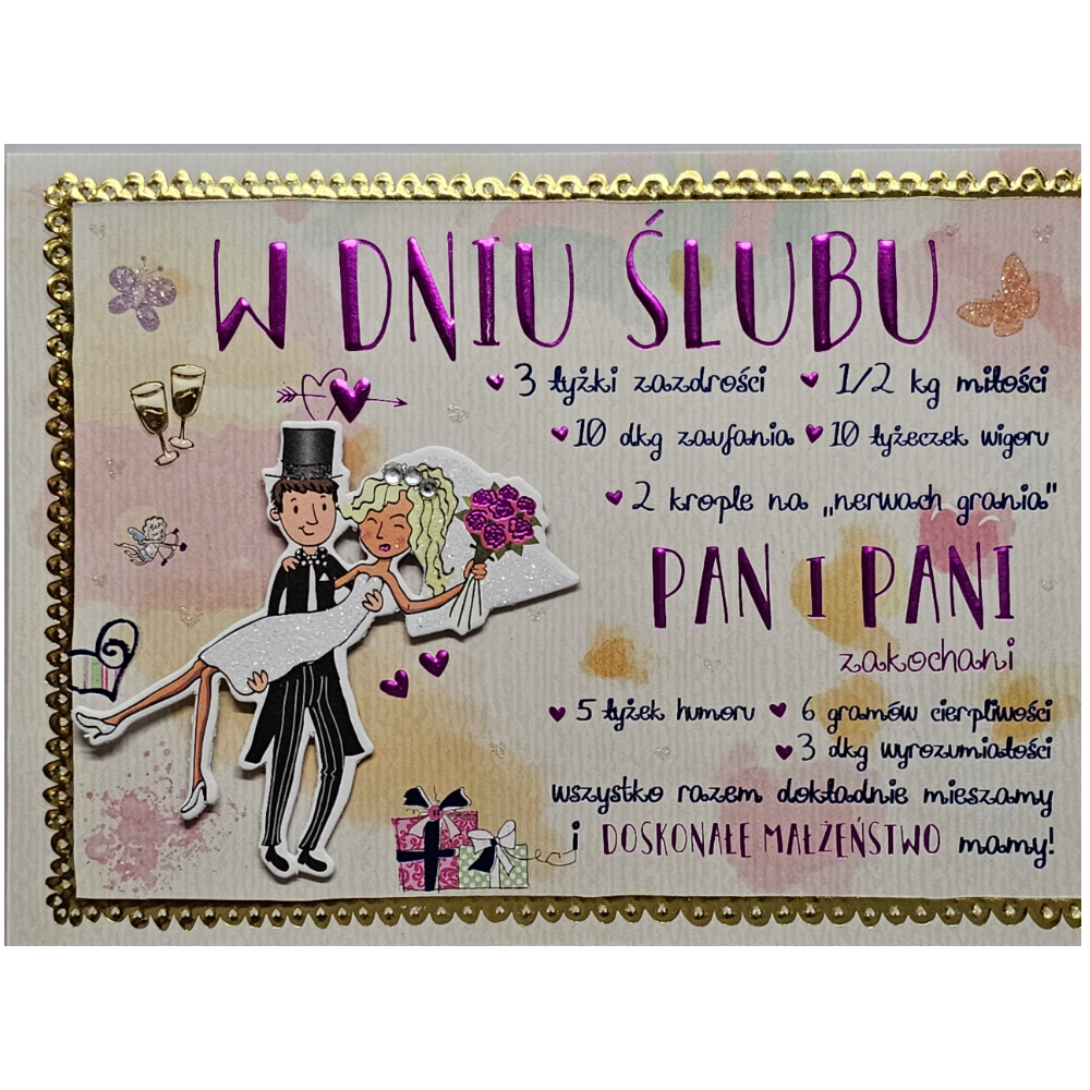 pamiątka na ślub, kartka na ślub PRZESTRZENNA  11,7 cm *16,7 cm13944781833