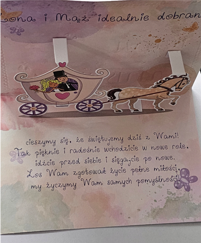 pamiątka na ślub, kartka na ślub PRZESTRZENNA  11,7 cm *16,7 cm13944781833