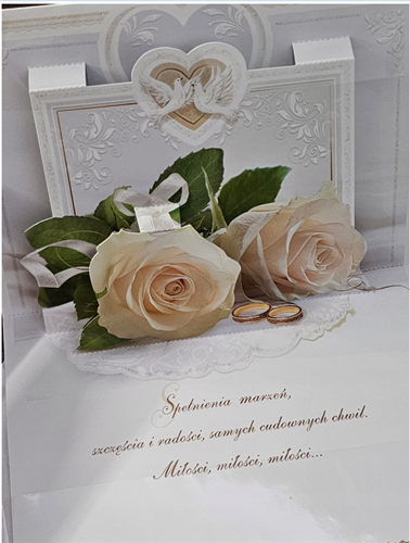 pamiątka na ślub, kartka na ślub PRZESTRZENNA  13,8 cm *18,9 cm 14044534412