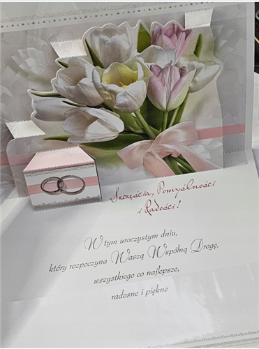 pamiątka na ślub, kartka na ślub PRZESTRZENNA   11,7 cm *16,7 cm 14044535764