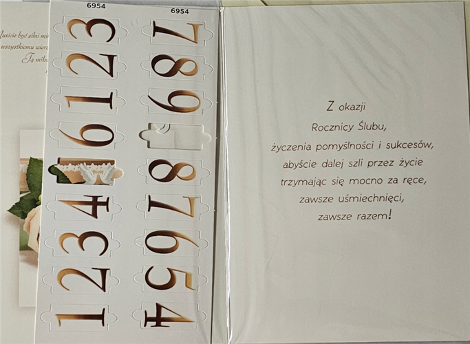 Kartki na rocznicę ślubu z wymiennymi cyframi  11,7 cm *16,50 cm 14044780212