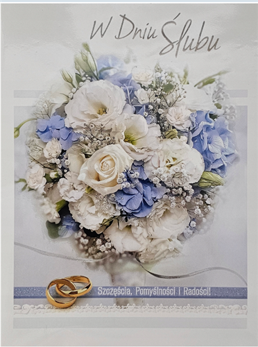 pamiątka na ślub, kartka na ślub PRZESTRZENNA  13,8 cm *18,9 cm 14044537567