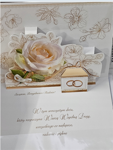 pamiątka na ślub, kartka na ślub PRZESTRZENNA  13,8 cm *18,9 cm  14044539208