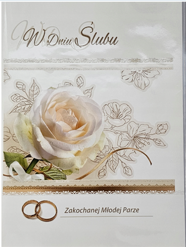 pamiątka na ślub, kartka na ślub PRZESTRZENNA 13,8 cm *18,9 cm 14044539208