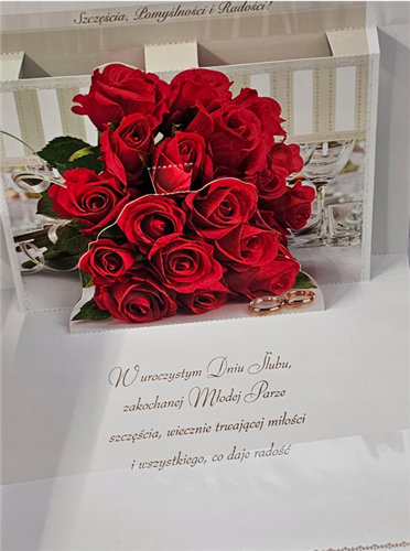 pamiątka na ślub, kartka na ślub PRZESTRZENNA 13,8 cm *18,9 cm14044541436