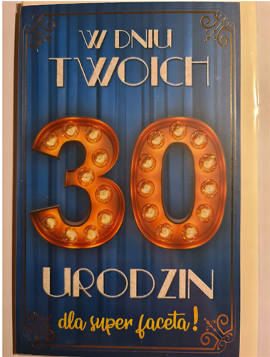 kartka urodzinowa na 30 lat 13 cm *20,5 cm 10826835632