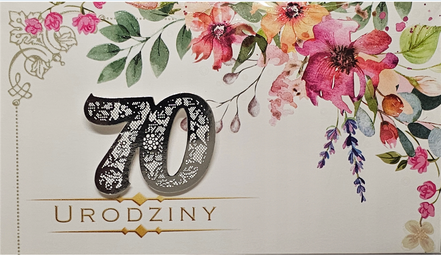 kartka urodzinowa na 70 lat  11,4 cm *19 cm 16092933160