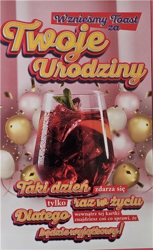 Kartki urodzinowe kartka urodzinowa WESOŁE Zabawna z naklejką na butelkę 13 cm *20,4 cm 14216896487