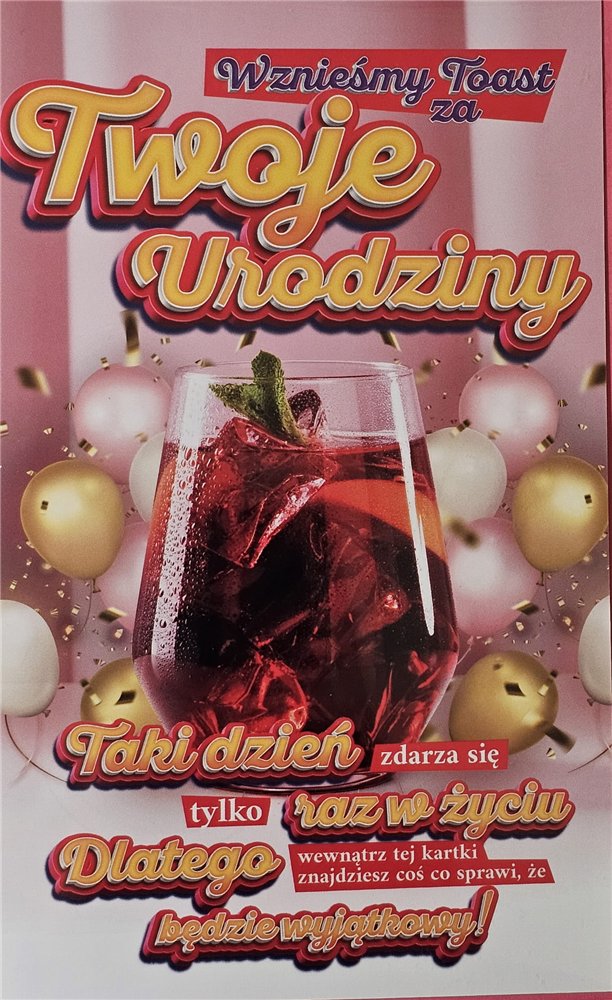 Kartki urodzinowe kartka urodzinowa WESOŁE Zabawna z naklejką na butelkę 13 cm *20,4 cm 14216896487
