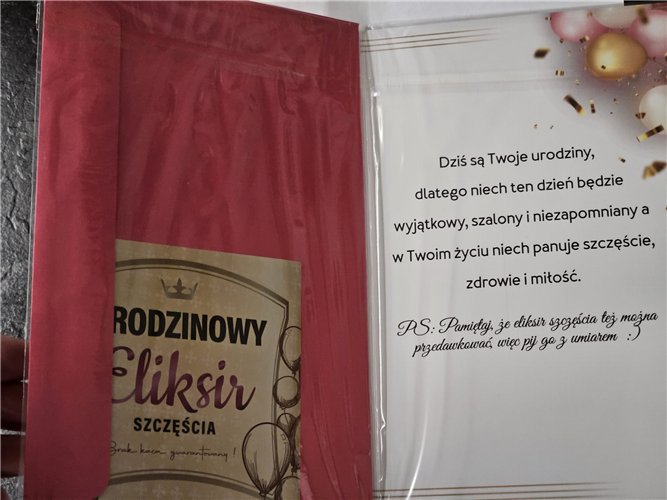 Kartki urodzinowe kartka urodzinowa WESOŁE Zabawna z naklejką na butelkę 13 cm *20,4 cm 14216896487