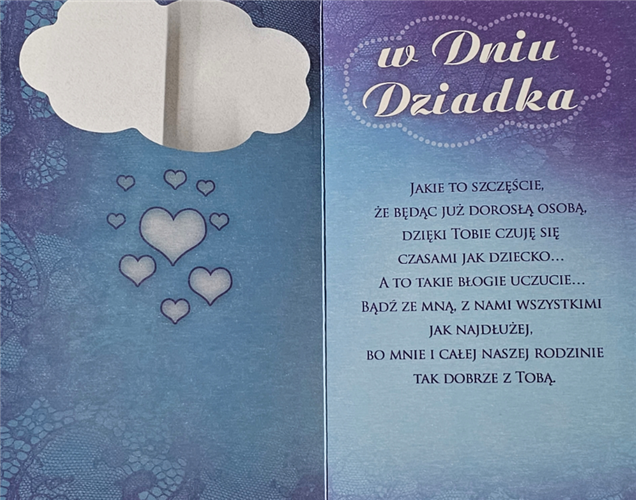 DZIEŃ DZIADKA kartka karnet NA DZIEŃ DZIADKA 11,4 cm *19,2 cm 14160479111
