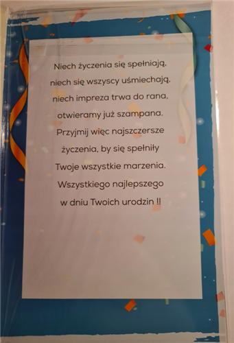 kartka urodzinowa na 50 lat z naklejką na butelkę  13 cm *20,5 cm 10826856837
