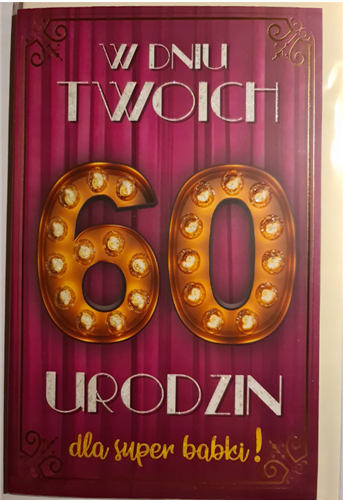 kartka urodzinowa na 60 lat  13 cm *20,5 cm  10826866891