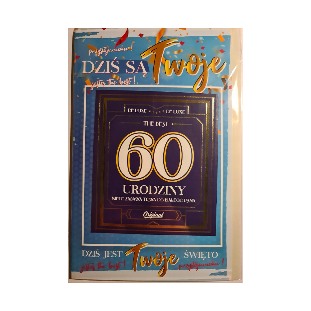 kartka urodzinowa na 60 lat z naklejką na butelkę  13 cm *20,5 cm  10826868179