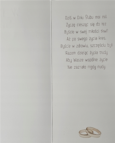 pamiątka na ślub, kartka na ślub, pocztówka ślubna  10,5 cm *21,5 cm 14278763719