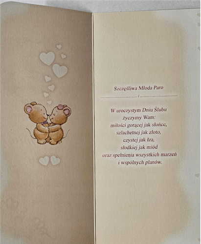 pamiątka na ślub, kartka na ślub, pocztówka ślubna  9,7 cm *20,5 cm 14278810346