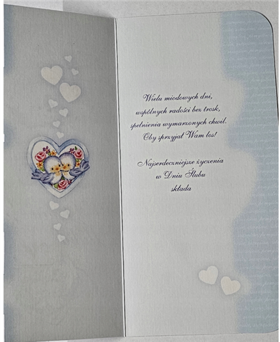 pamiątka na ślub, kartka na ślub, pocztówka ślubna  9,7 cm *20,5 cm 14278815312