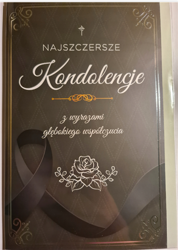 z wyrazami szczerego żalu, kondolencje  13 cm *20,5cm 10961758394