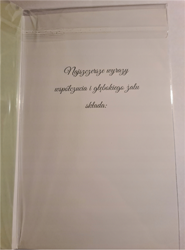 z wyrazami szczerego żalu, kondolencje  13 cm *20,5cm 10961758394