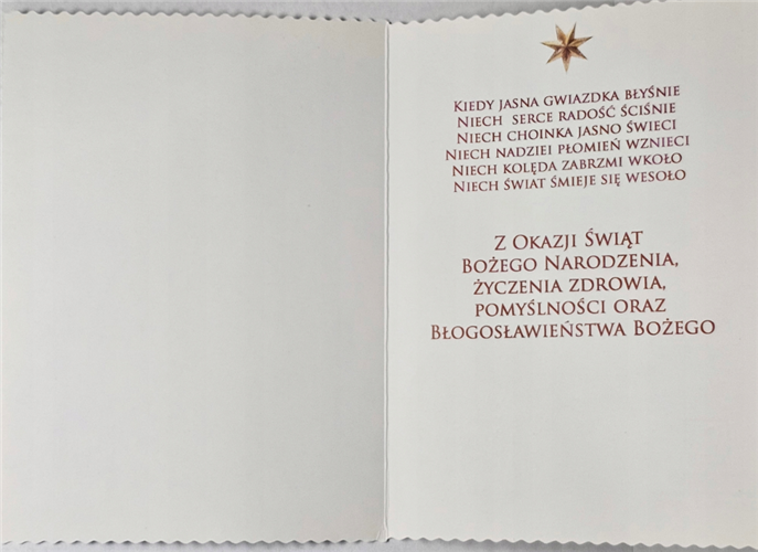 kartki z opłatkiem Bożego Narodzenia Boże Narodzenie 11,7 cm *16,5  14650130947