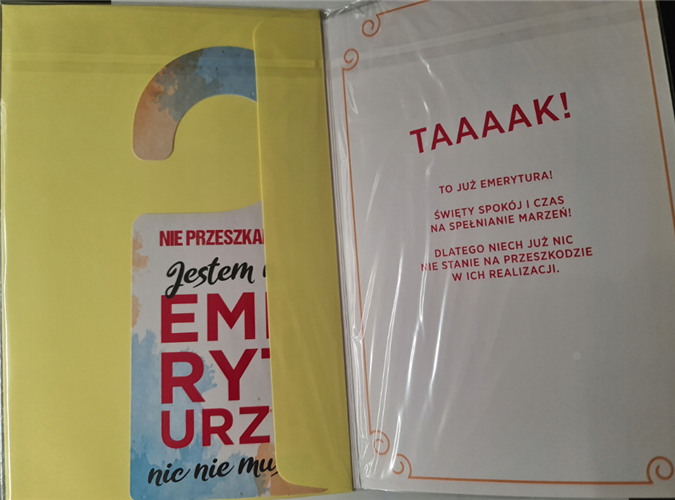 kartka Z OKAZJI PRZEJŚCIA NA EMERYTURę EMERYTURA 13 cm *20,4 cm  14689522872