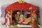 Szopka bożonarodzeniowa papierowa, mała z brokatem  szerokość 23 cm, wysokość 18 cm 14650184557