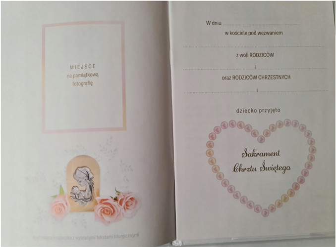 książeczka na Chrzest Święty, pamiątka na Chrzest 14,5 cm *20,5 cm  17368640871