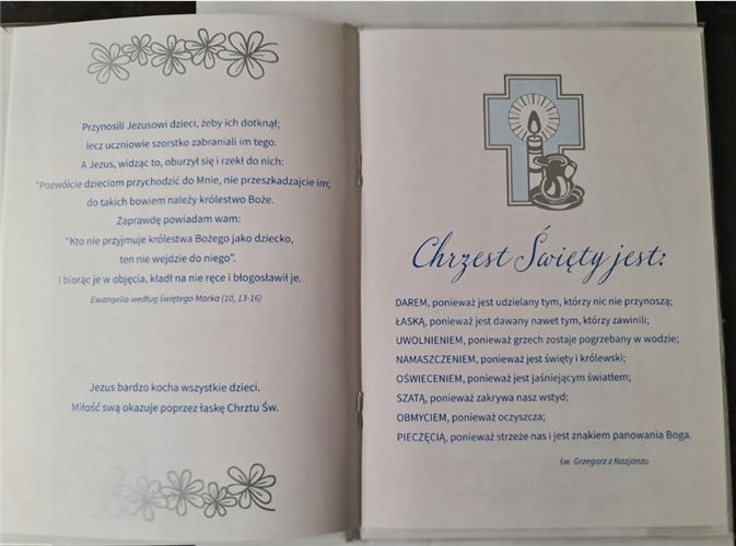 książeczka na Chrzest Święty, pamiątka na Chrzest 14,5 cm *20,5 cm 17368641853