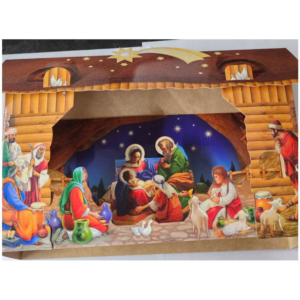 Szopka bożonarodzeniowa papierowa, duża szerokość  30 cm,  wysokość 24 cm 14278877442