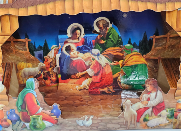 Szopka bożonarodzeniowa papierowa, duża szerokość  30 cm,  wysokość 24 cm 14278877442