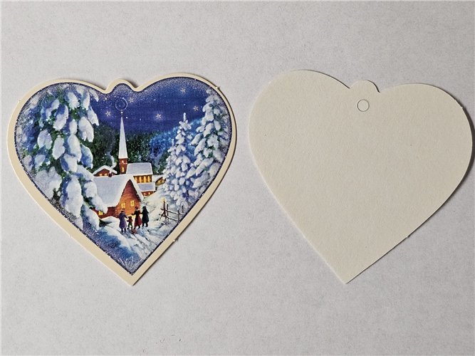Zawieszki bileciki wzór Niebieskie Serce 7,5 x 9 cm na paczki